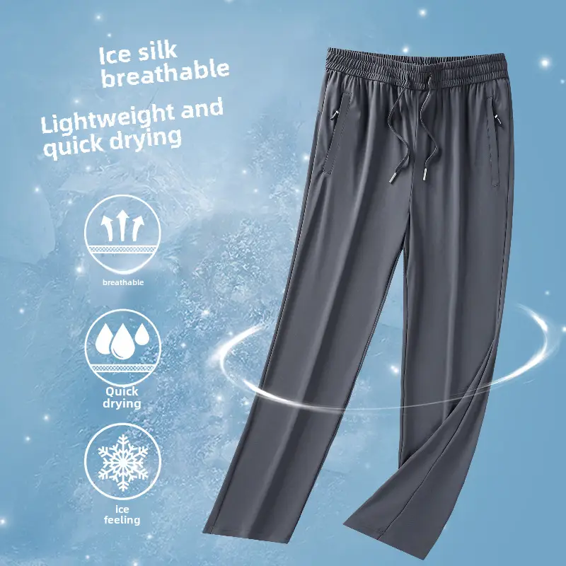 Men Ice Silk Stretch Pants Quick Dry Loose Summer - Image 15