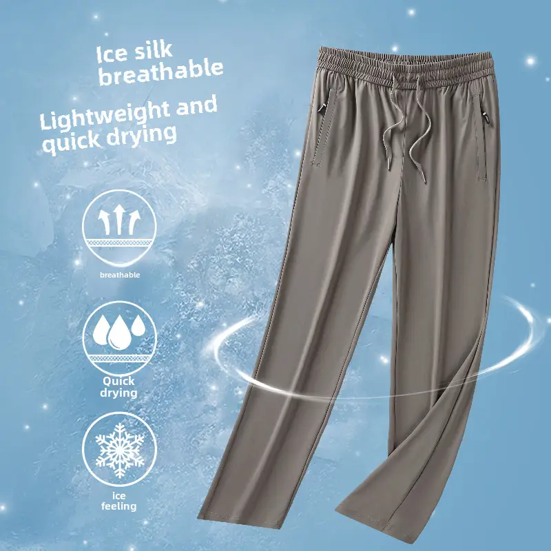 Men Ice Silk Stretch Pants Quick Dry Loose Summer - Image 22