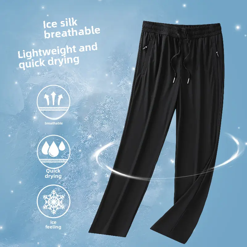 Men Ice Silk Stretch Pants Quick Dry Loose Summer - Image 29