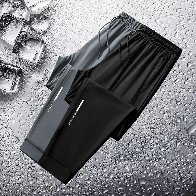 Men Ice Silk Ankle-Tied Zipper Pants - Image 6