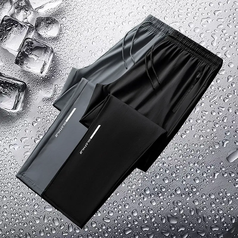 Men Ice Silk Ankle-Tied Zipper Pants - Image 7
