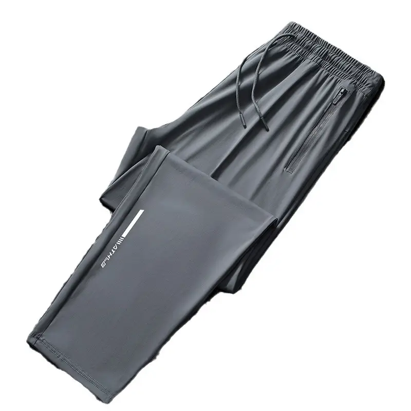 Men Ice Silk Ankle-Tied Zipper Pants - Image 9