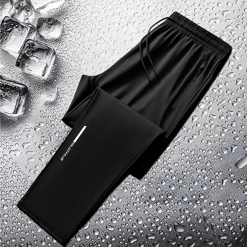 Men Ice Silk Ankle-Tied Zipper Pants - Image 3