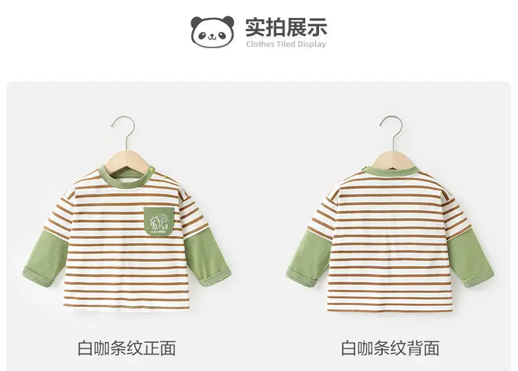 Baby Two-In-One Long Sleeve T-Shirt White Green Spring Outfit — feature 13
