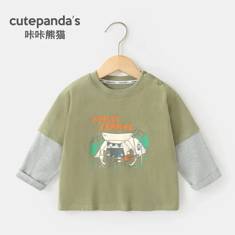 Baby Two-In-One Long Sleeve T-Shirt White Green Spring Outfit - Image 15