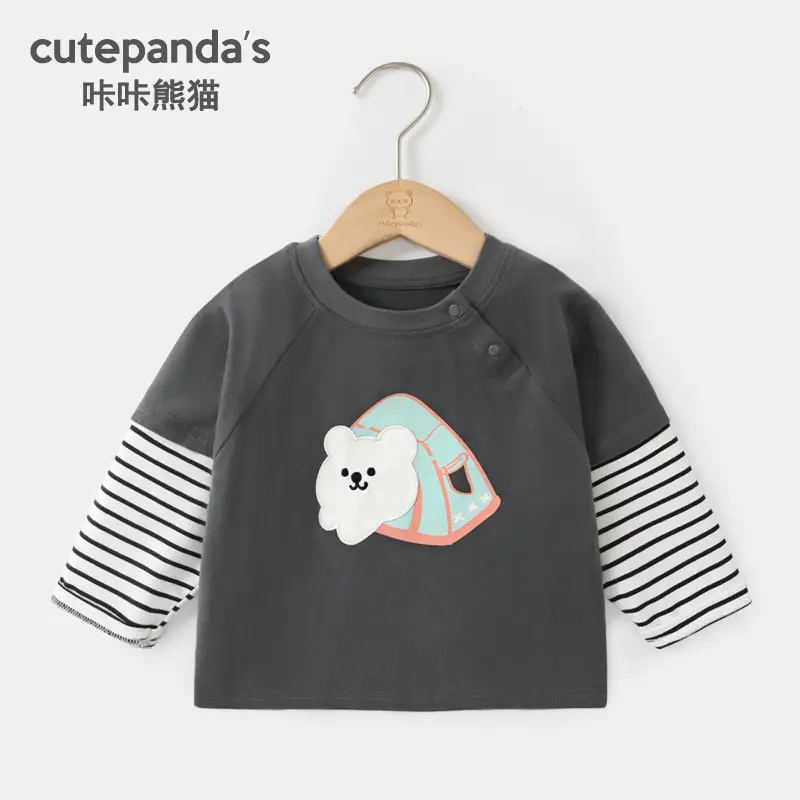 Baby Two-In-One Long Sleeve T-Shirt White Green Spring Outfit - Image 17
