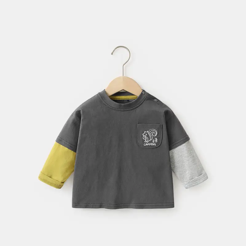 Baby Two-In-One Long Sleeve T-Shirt White Green Spring Outfit - Image 2