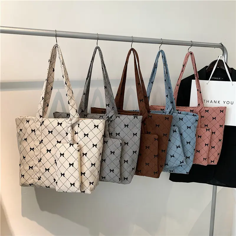 Corduroy Star Pattern Shoulder Bags Set of 5 - Image 9