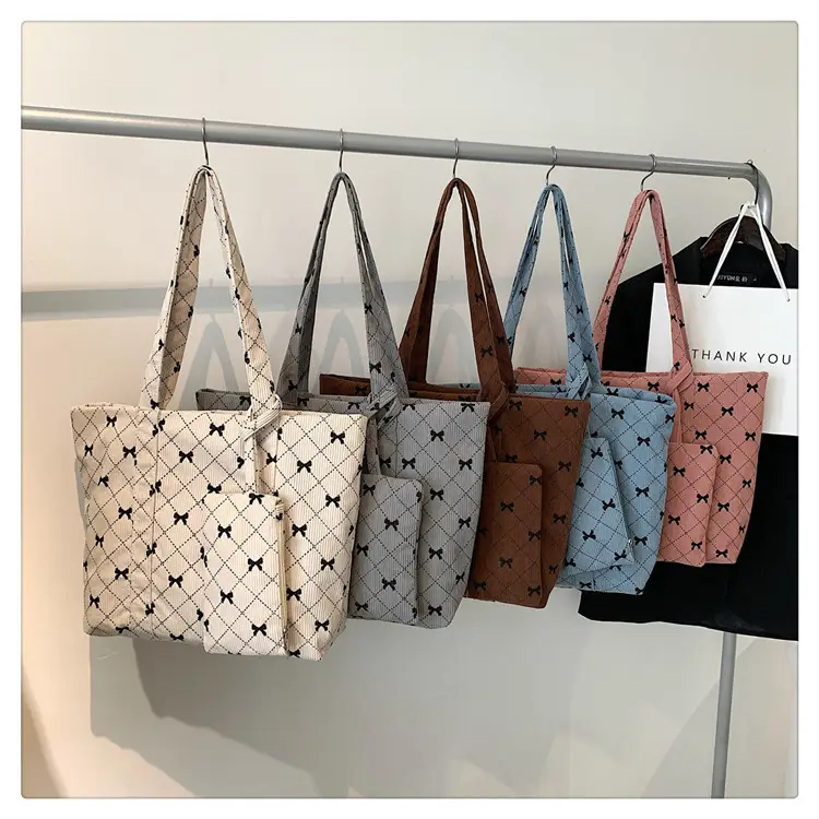 Corduroy Star Pattern Shoulder Bags Set of 5 — feature 33