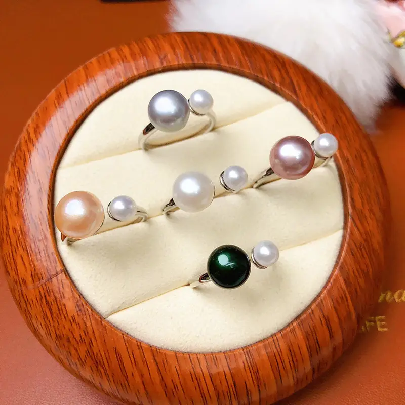 Double Pearl Ring with Double Beads Elegant Design - Image 13