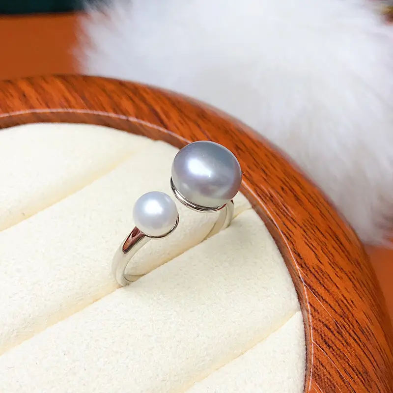 Double Pearl Ring with Double Beads Elegant Design - Image 10
