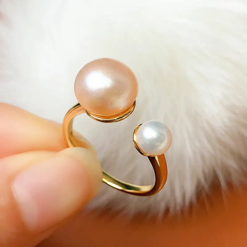 Double Pearl Ring with Double Beads Elegant Design - Image 4