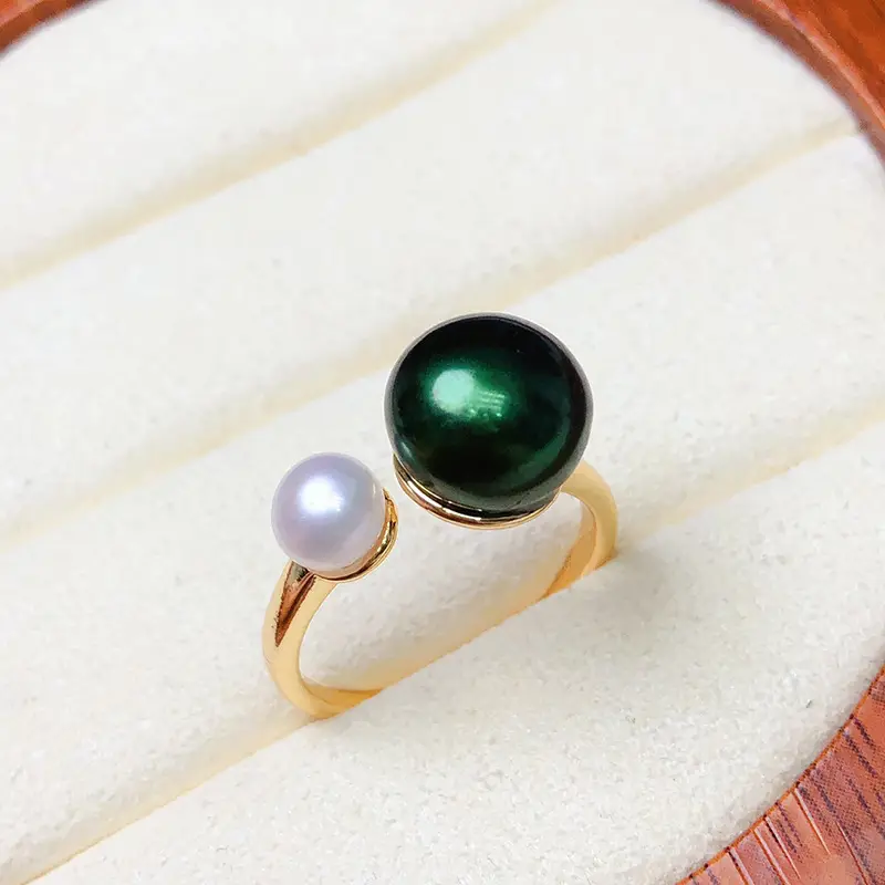 Double Pearl Ring with Double Beads Elegant Design - Image 5