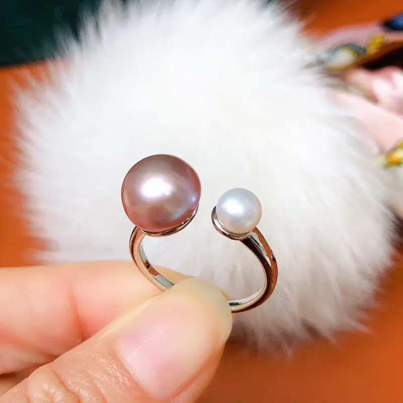 Double Pearl Ring with Double Beads Elegant Design - Image 9
