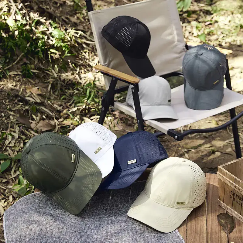 Summer Grey Sports Baseball Cap with Perforated Design - Image 14