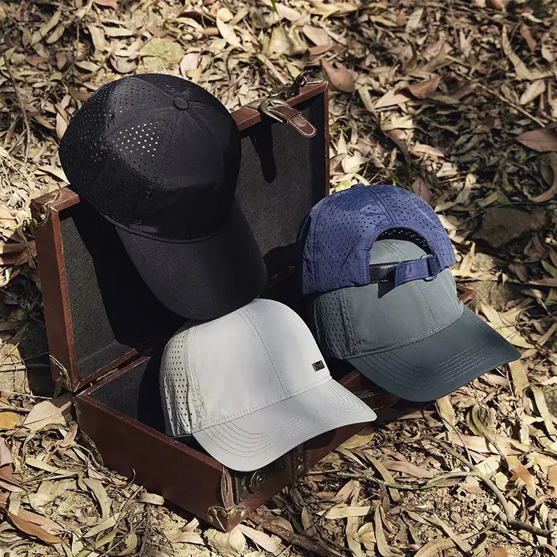 Summer Grey Sports Baseball Cap with Perforated Design - Image 15