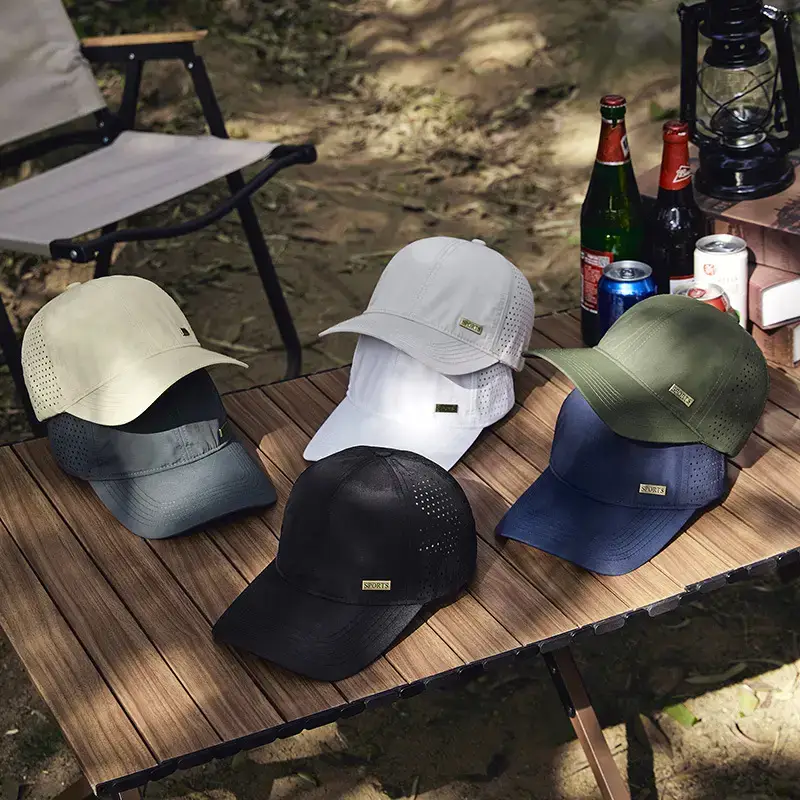 Summer Grey Sports Baseball Cap with Perforated Design - Image 16
