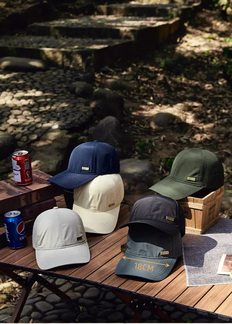 Summer Grey Sports Baseball Cap with Perforated Design — feature 19