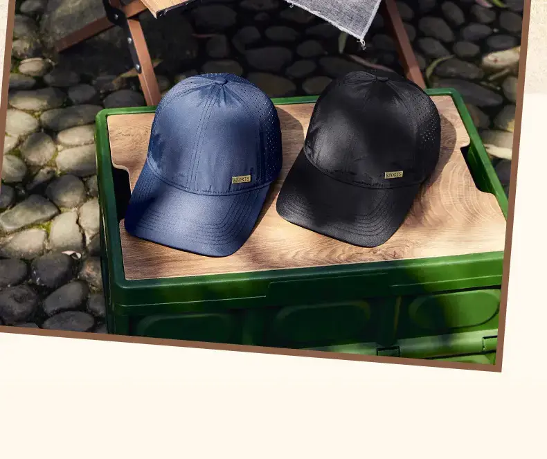 Summer Grey Sports Baseball Cap with Perforated Design — feature 21