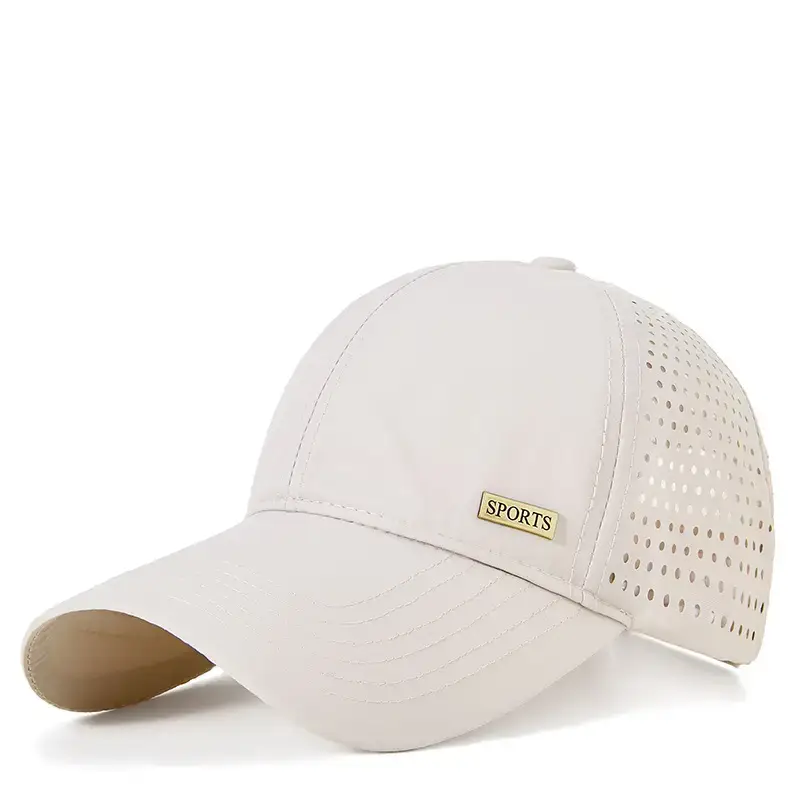 Summer Grey Sports Baseball Cap with Perforated Design - Image 12