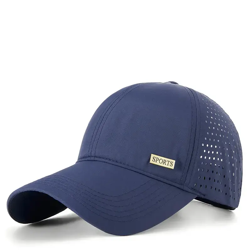 Summer Grey Sports Baseball Cap with Perforated Design - Image 2