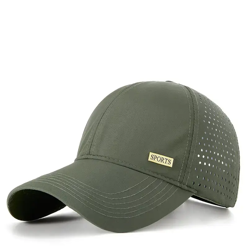 Summer Grey Sports Baseball Cap with Perforated Design - Image 4