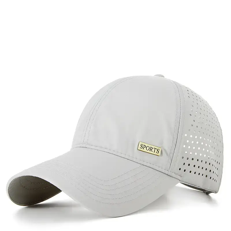 Summer Grey Sports Baseball Cap with Perforated Design - Image 6