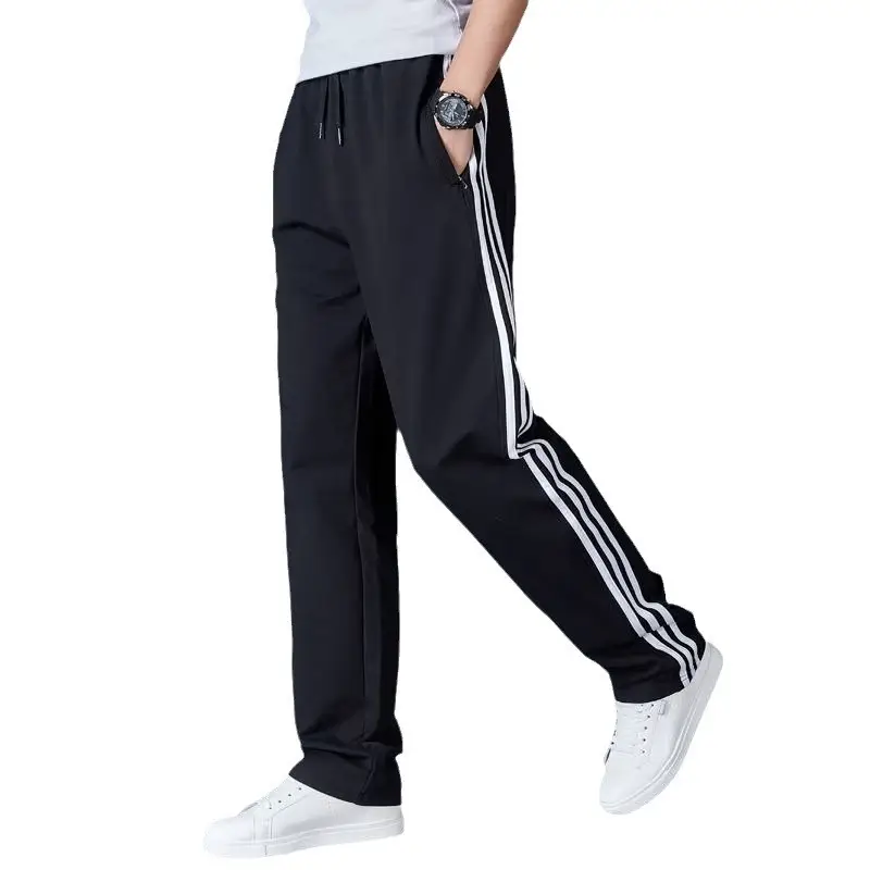 Men Velvet Leggings Three Stripe Black Sweatpants - Image 9
