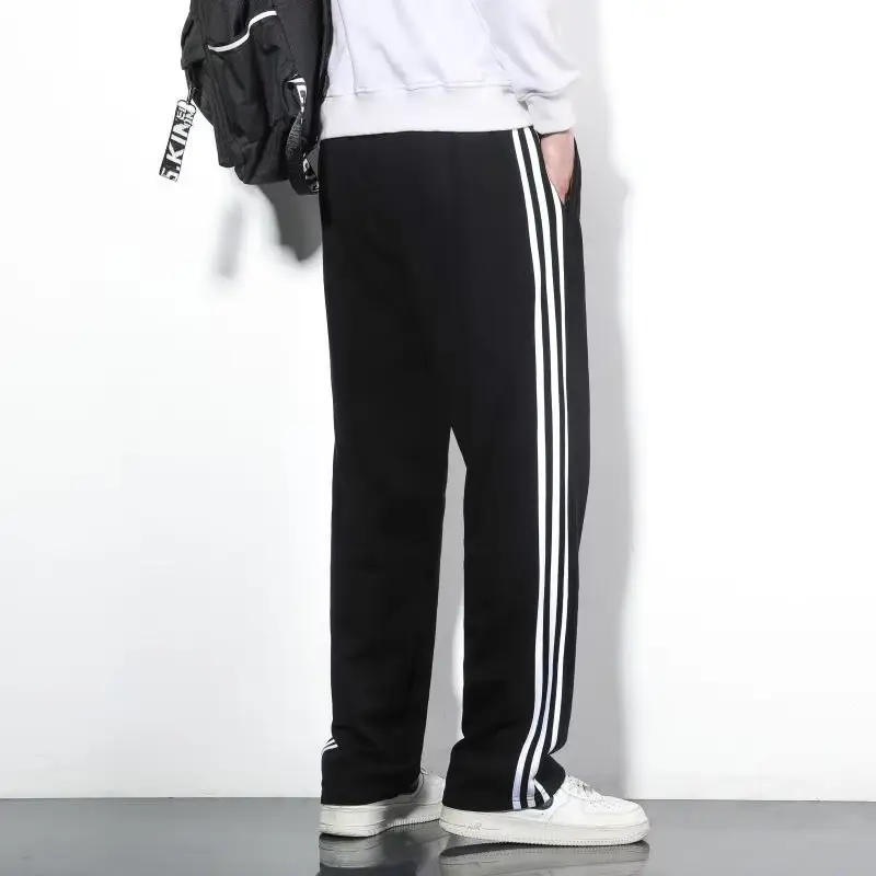 Men Velvet Leggings Three Stripe Black Sweatpants — feature 3