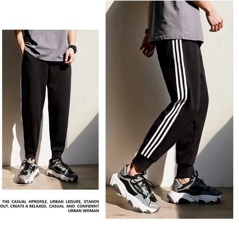 Men Velvet Leggings Three Stripe Black Sweatpants — feature 5