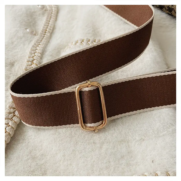 Women's Houndstooth Canvas Waist Bag with Gold Chain — feature 9