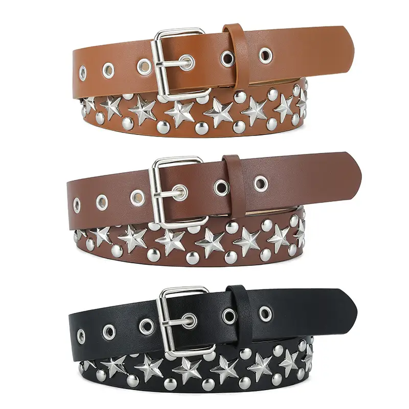 2024 Women's White PU Punk Belt with Studded Buckle - Image 7
