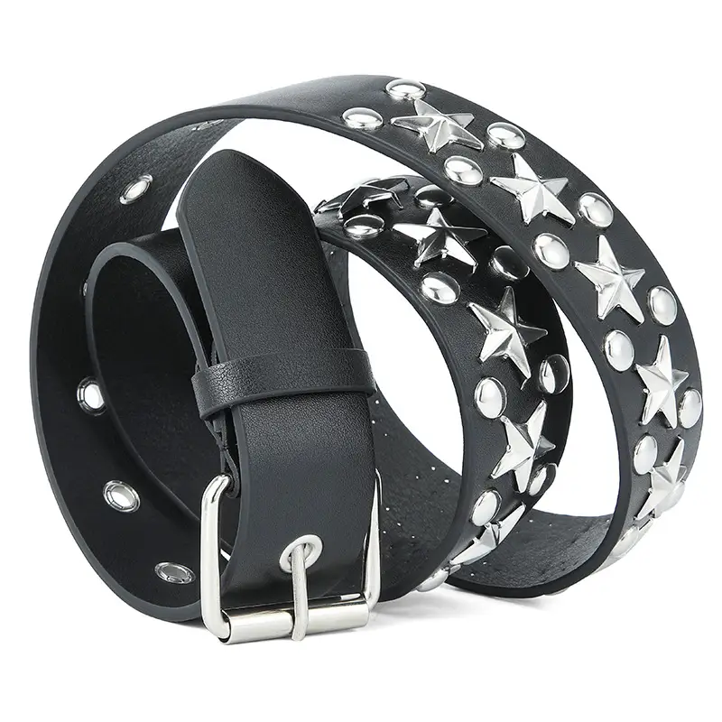 2024 Women's White PU Punk Belt with Studded Buckle - Image 10