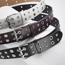 2024 Women's White PU Punk Belt with Studded Buckle — feature 17