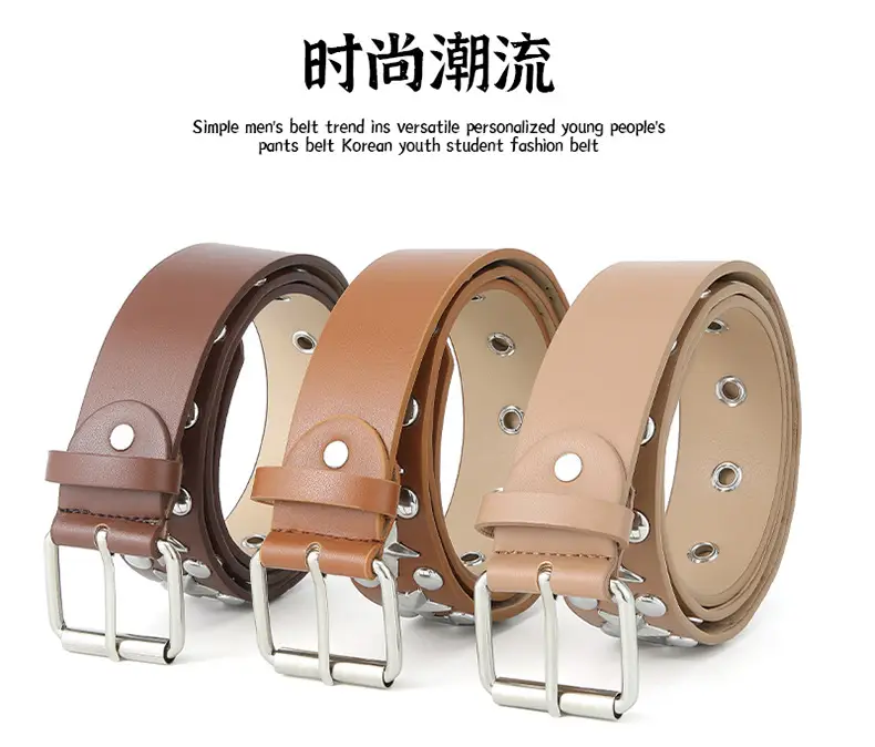 2024 Women's White PU Punk Belt with Studded Buckle — feature 19