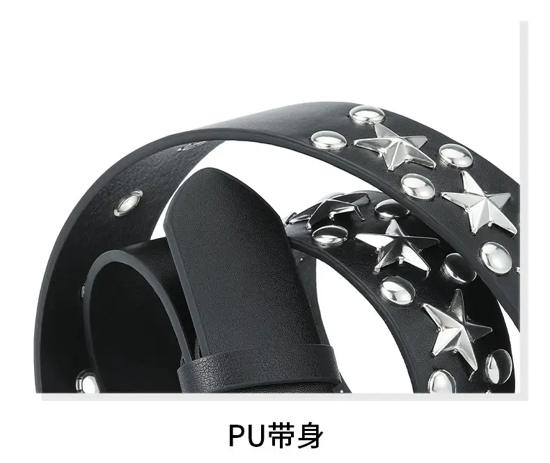 2024 Women's White PU Punk Belt with Studded Buckle — feature 22