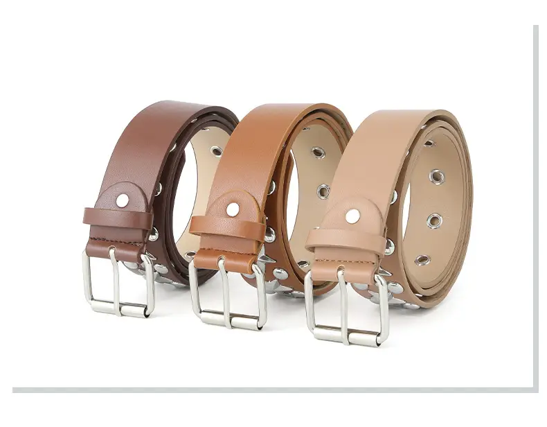 2024 Women's White PU Punk Belt with Studded Buckle — feature 30