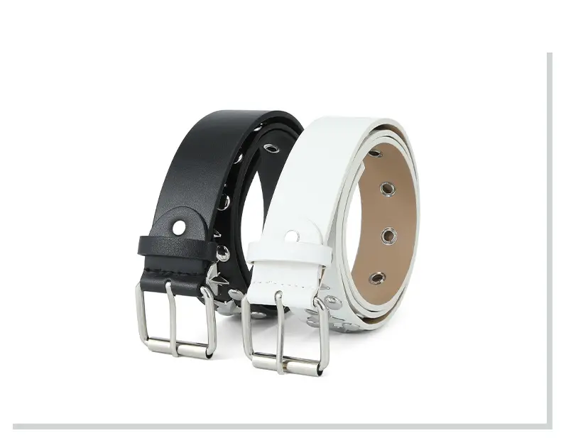 2024 Women's White PU Punk Belt with Studded Buckle — feature 31
