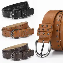 2024 Women's White PU Punk Belt with Studded Buckle — feature 4