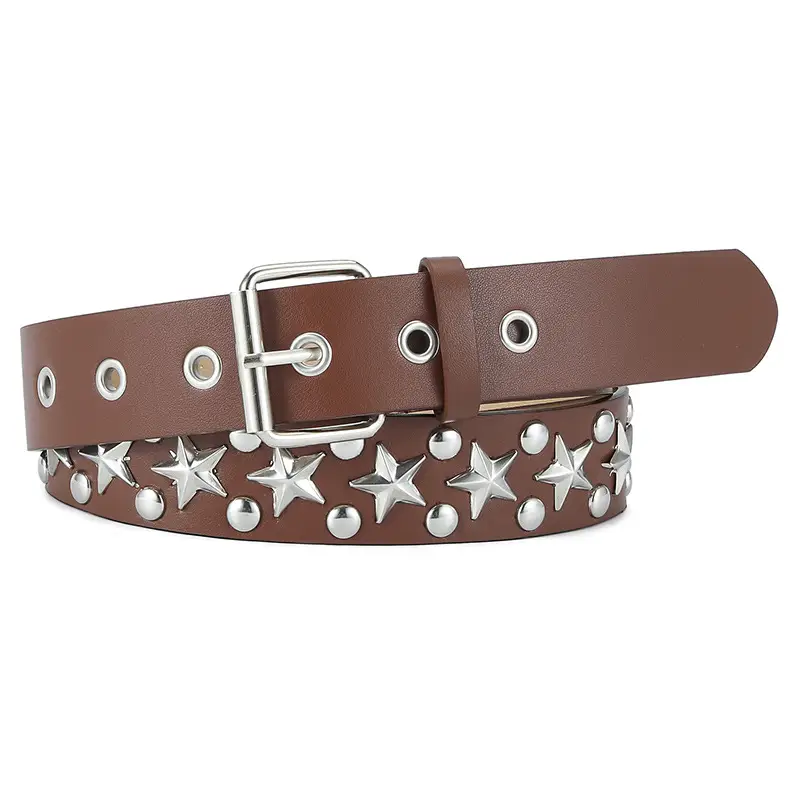 2024 Women's White PU Punk Belt with Studded Buckle - Image 3