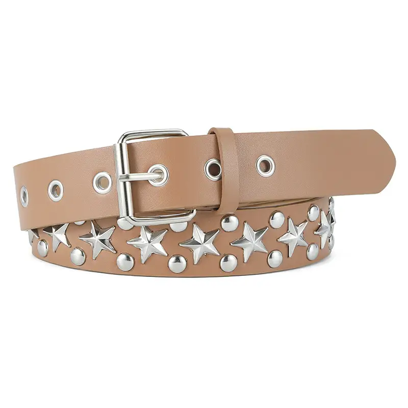 2024 Women's White PU Punk Belt with Studded Buckle - Image 4