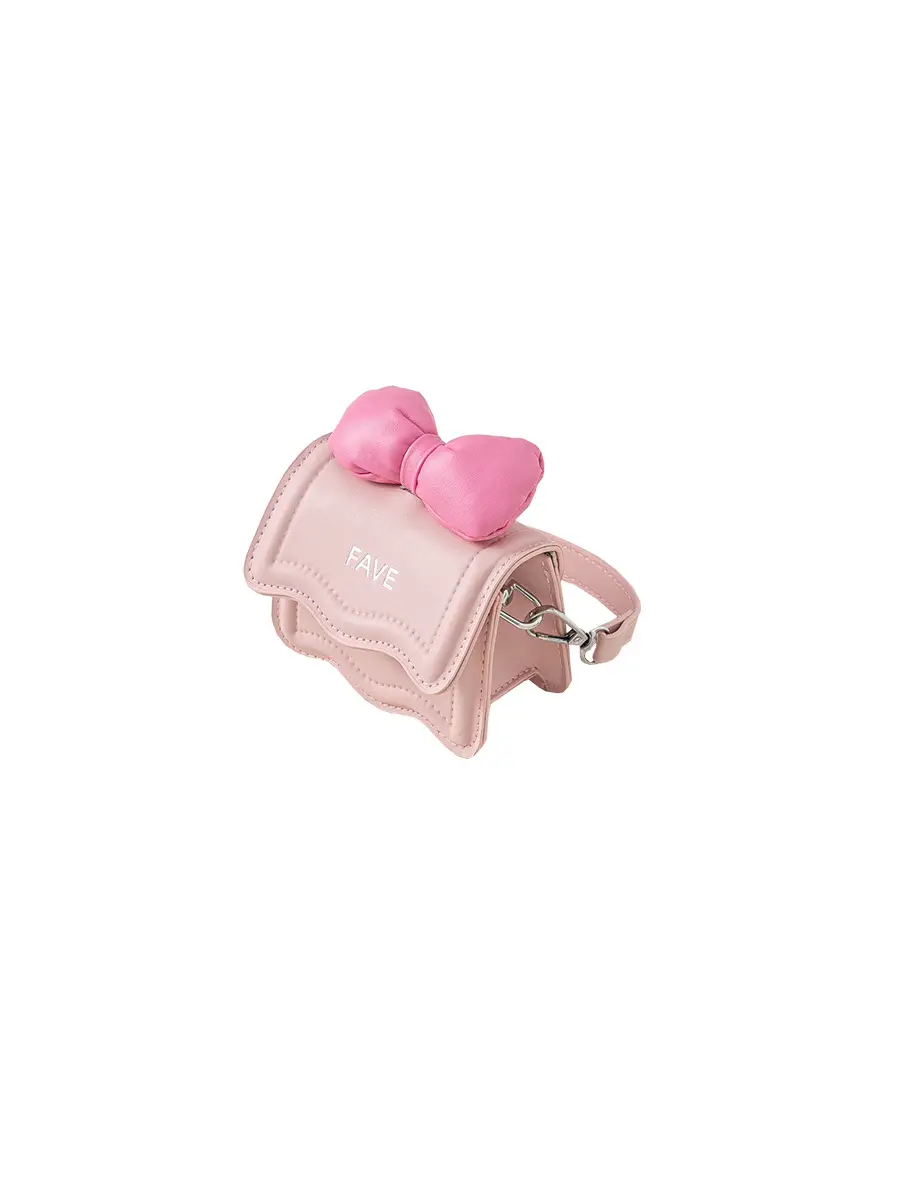 Girls Bow Mini Square Bag with Pink, Black, White