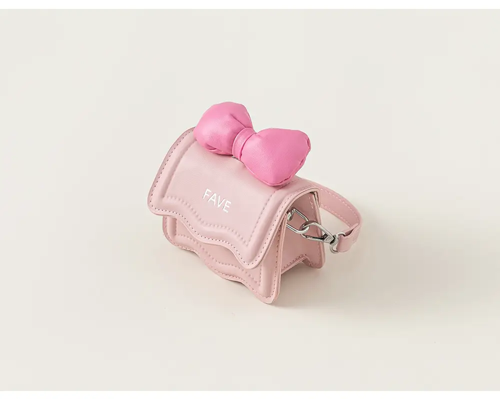 Girls Bow Mini Square Bag with Pink, Black, White — feature 11