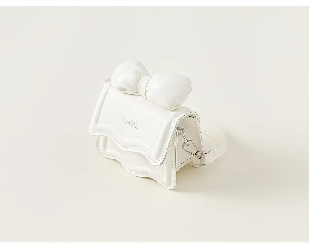 Girls Bow Mini Square Bag with Pink, Black, White — feature 12