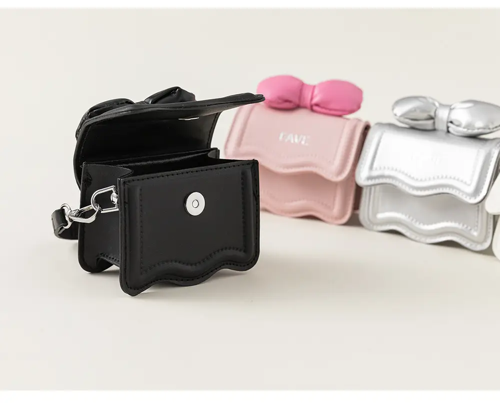 Girls Bow Mini Square Bag with Pink, Black, White — feature 17
