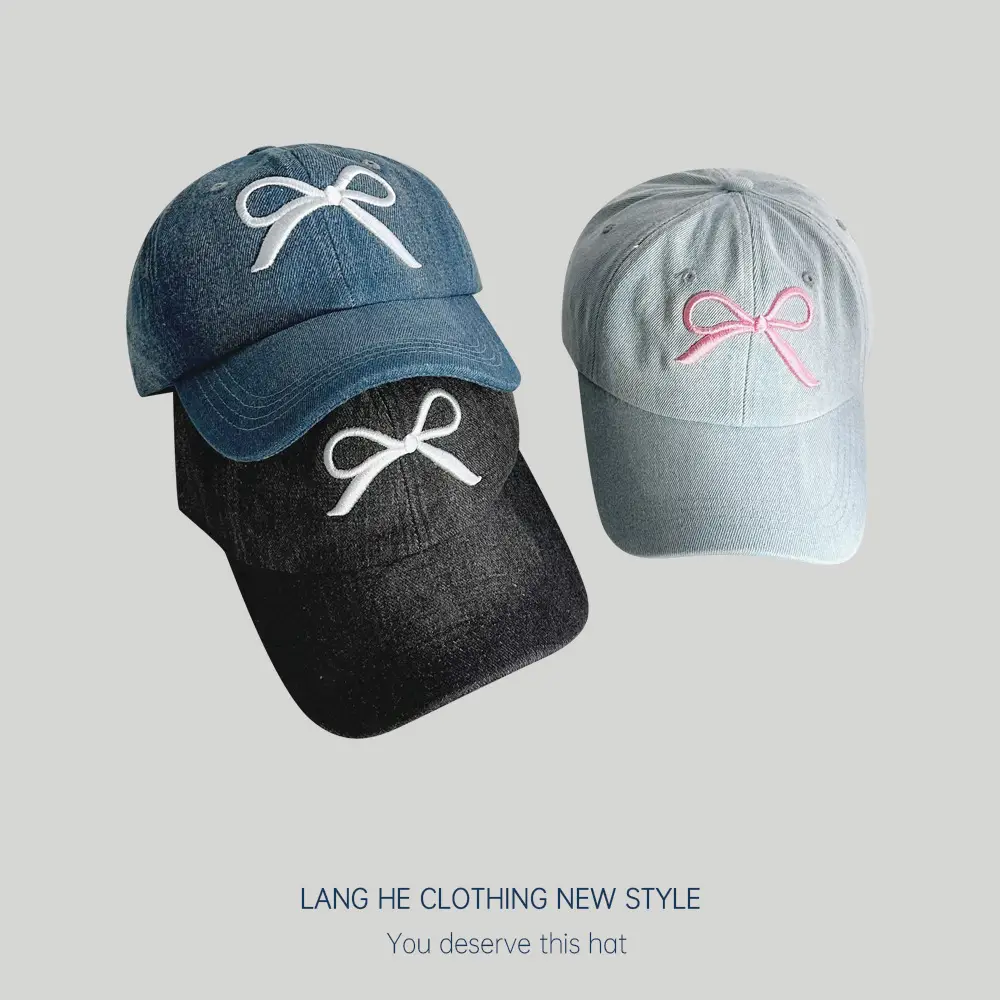 Bowknot Denim Women's Casual Sun Hat - Image 6