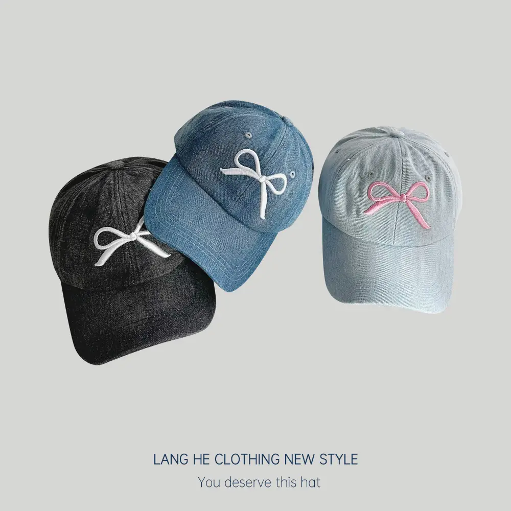 Bowknot Denim Women's Casual Sun Hat - Image 7