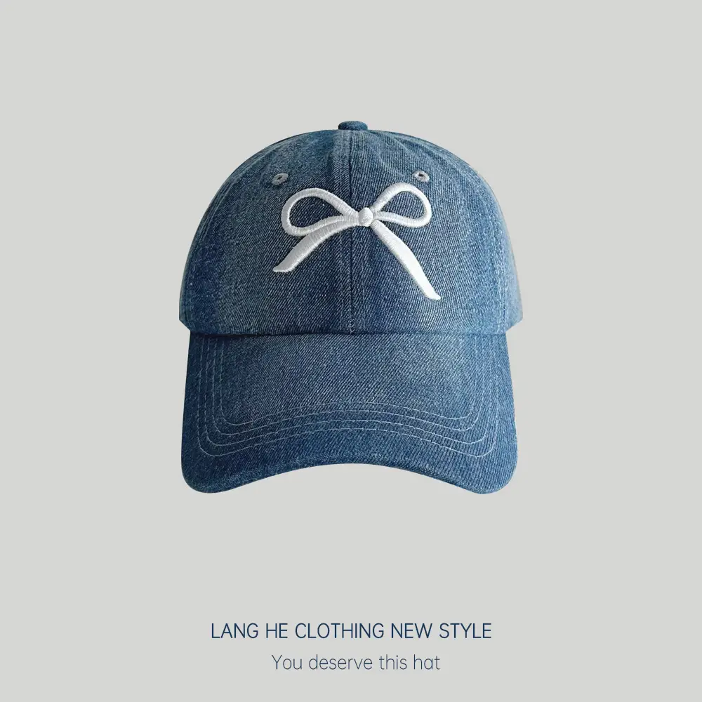 Bowknot Denim Women's Casual Sun Hat - Image 2