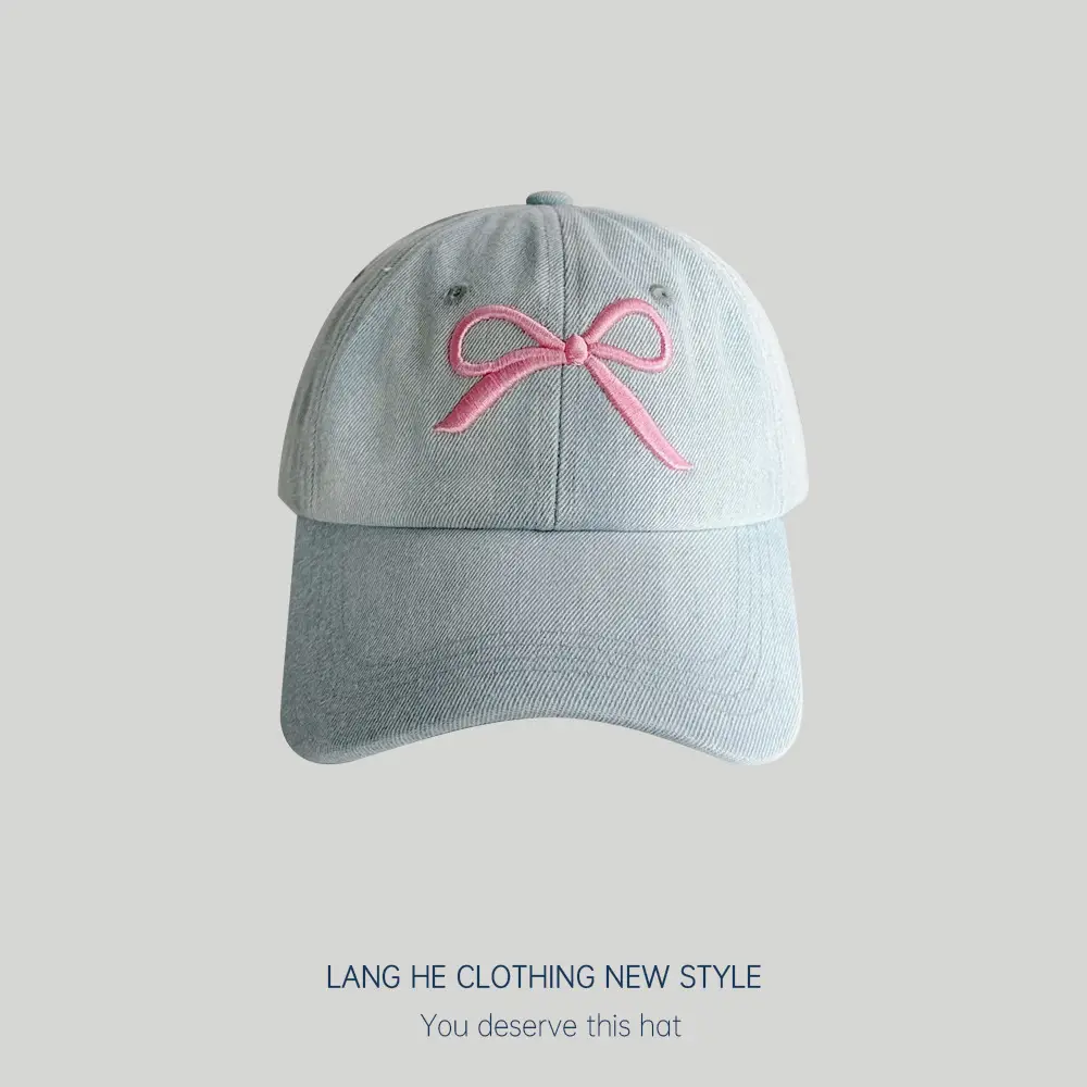 Bowknot Denim Women's Casual Sun Hat - Image 3