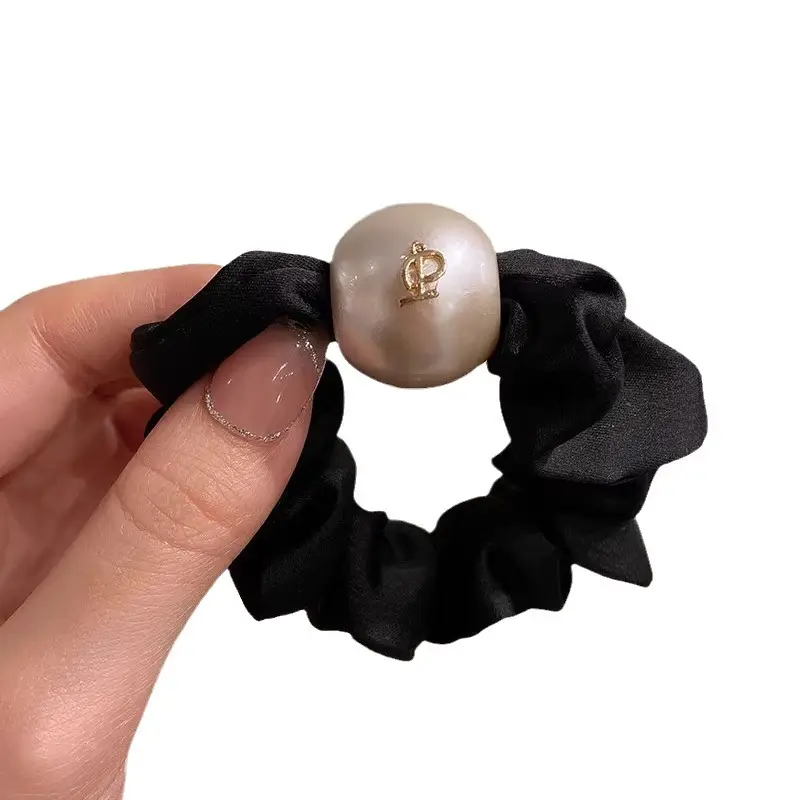 Black Pearl Hair Scrunchies for Girls Korean Style - Image 6